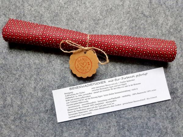 Bienenwachstuch rot Punkte 4er gerollt